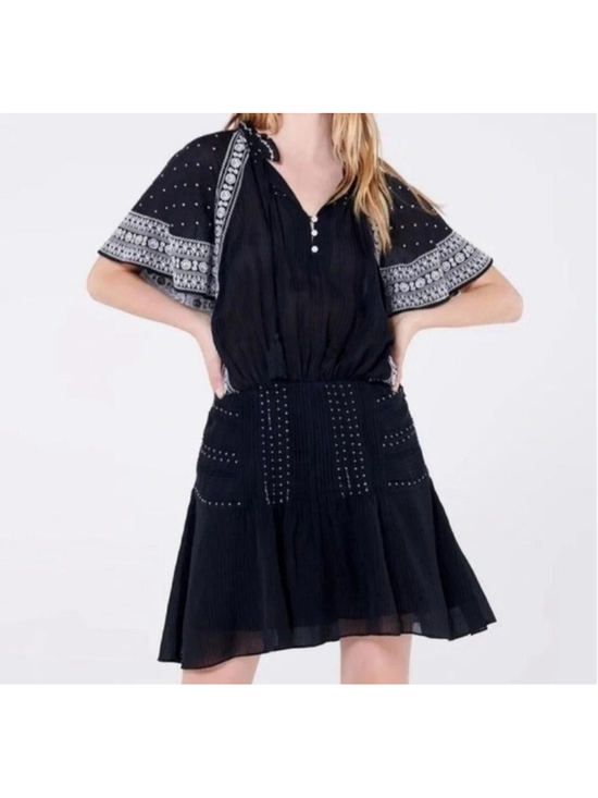 Veronica Beard Dresses & Skirts - Veronica Beard Black Embroidered Silk Blend Boho Dress Size 4